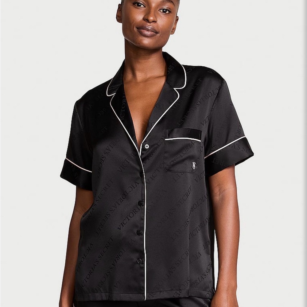 Victoria's Secret Black Satin Pajama Set